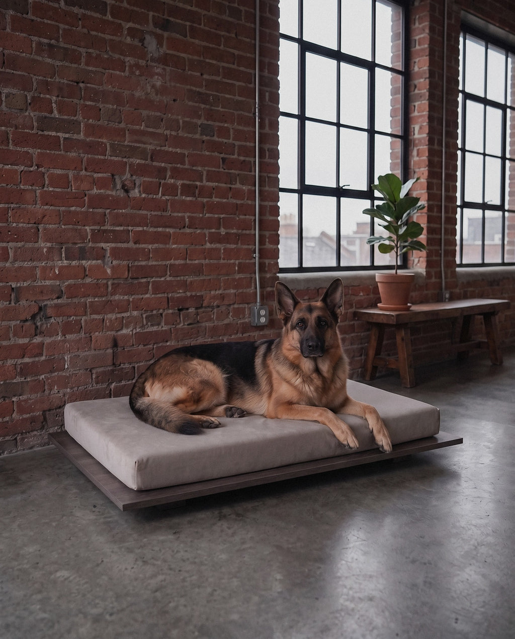 Dog on the Kumo orthopedic dog bed by Jeff&Co